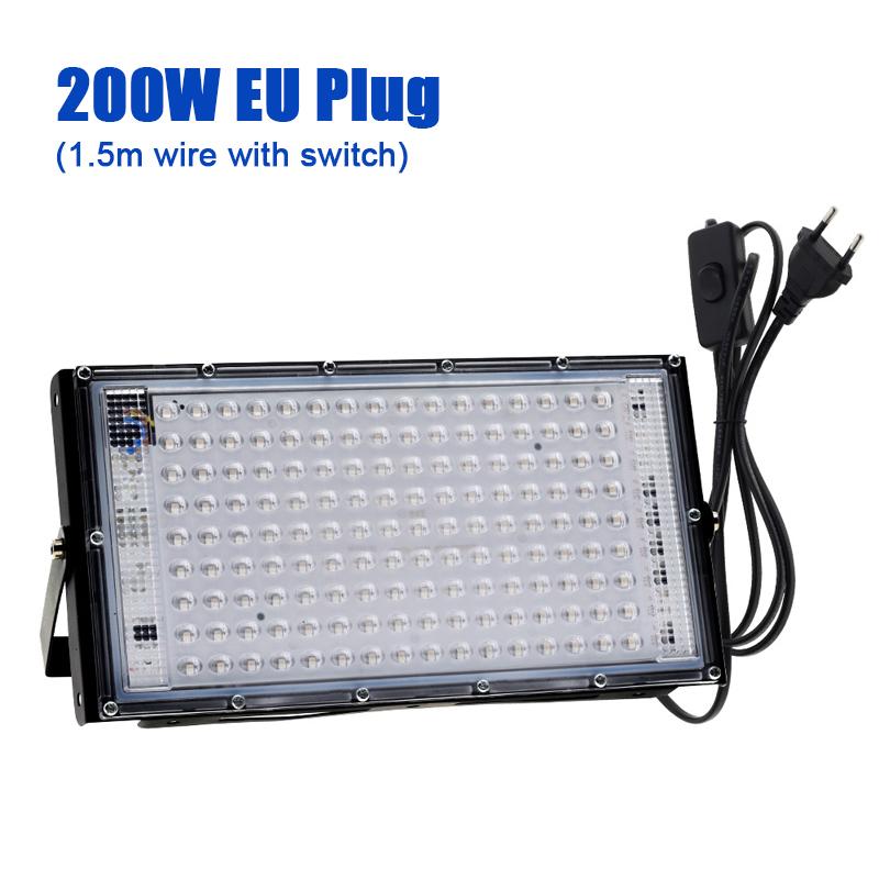 50W 100W 200W UV Flood Light AC220V 395nm 400nm Ultraviolet Fluorescent Stage Lamp With EU Plug For Bar Dance Party Blacklight