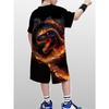 Boys' Dinosaur Printed Short Sleeved Sports Shorts Set, Suitable for Daily and Outdoor Activities
