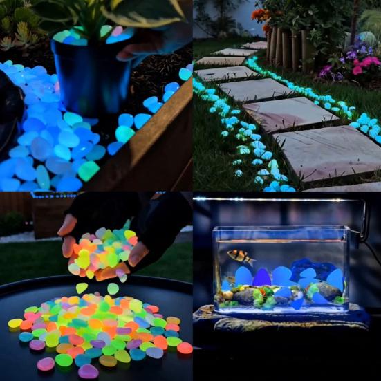 Resin Glow-in-the-Dark Pebbles, Night Guide Luminous Stones, Decorative Aquarium Fish Tank Rocks, Glow in The Dark Garden Stones, Glowing Stones for