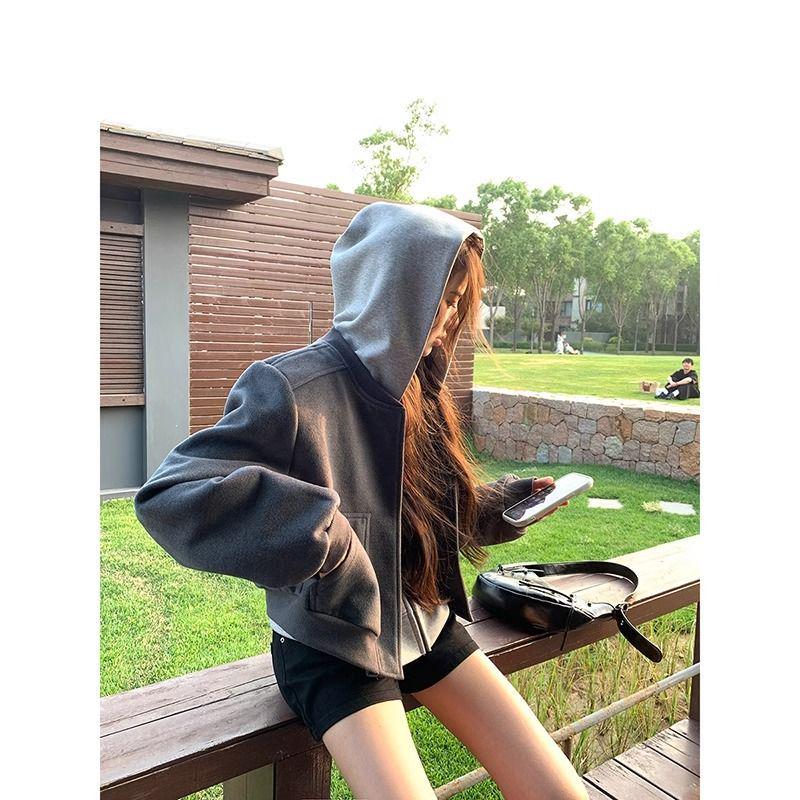 Women's Gray Baseball Jacket - New Arrival Autumn 2025