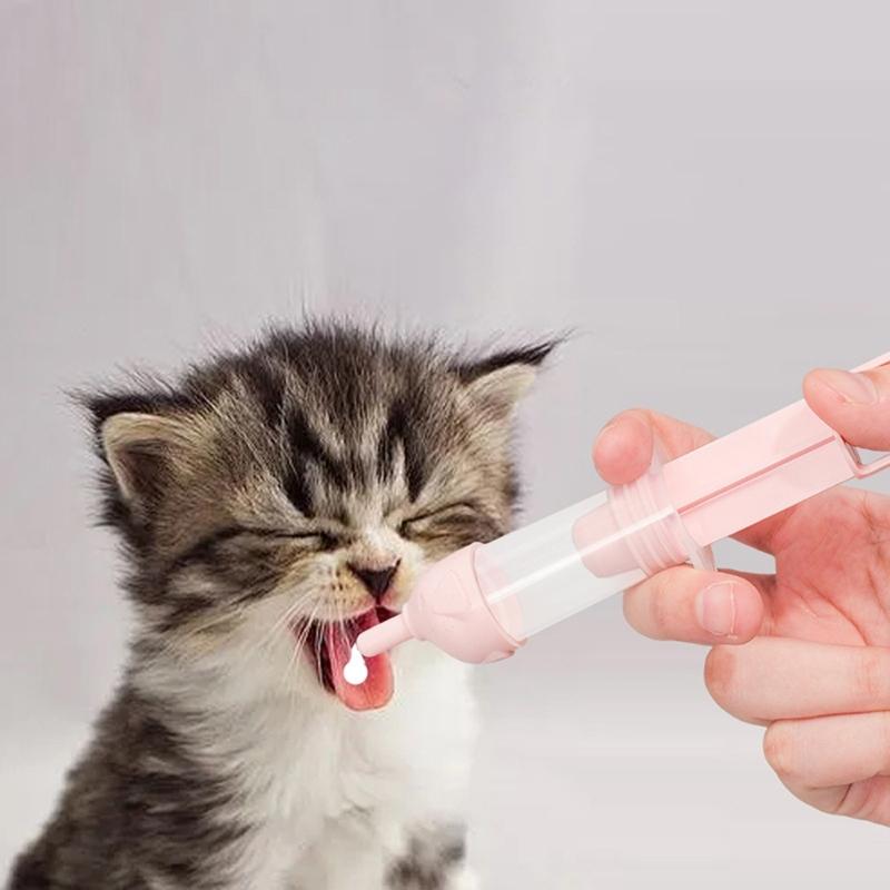 Hand Operated Pet Bottle Feeding Set For Newborns Kittens Puppies With Replacement Nipples Antichocking Design