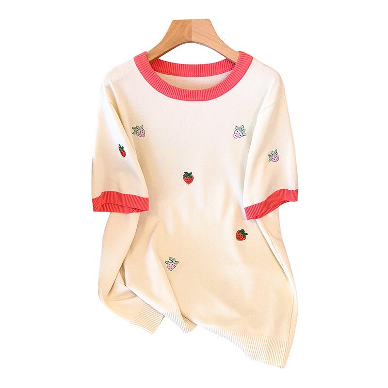 Plus Size Women's Summer Ice Silk Knit Slimming Top 8171 - Short Sleeve T-shirt for 200/300 Jin
