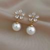 Elegant Crystal Flower Pearl Earrings - Exquisite 2022 Trend Design for Women