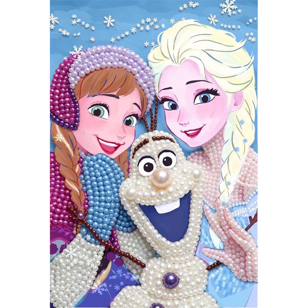

Disney DIY Pearl Art Frozen Anna, Elsa and Olaf Decorative Wall Art Creative Ornament Gift for Friends Desktop Display 30x40