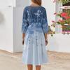Women's Casual Fashion Round Neck Three Quarter Sleeve Print Midi Dress