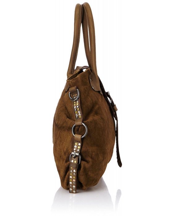 Sac cabas - Le Temps des Cerises - TAKA - Marron - Toile - Cuir de vachette