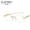 Cheetah Frameless Square Retro Leopard Metal Sunglasses 2022 Trend