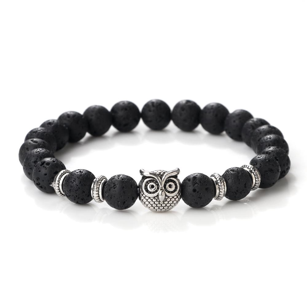 

Вінтажні браслети та браслети-манжети з совами для чоловіків та жінок, натуральний лавовий камінь, намистини малахіту, парні браслети, прикраси дружби, подарунки CHINA&21cm