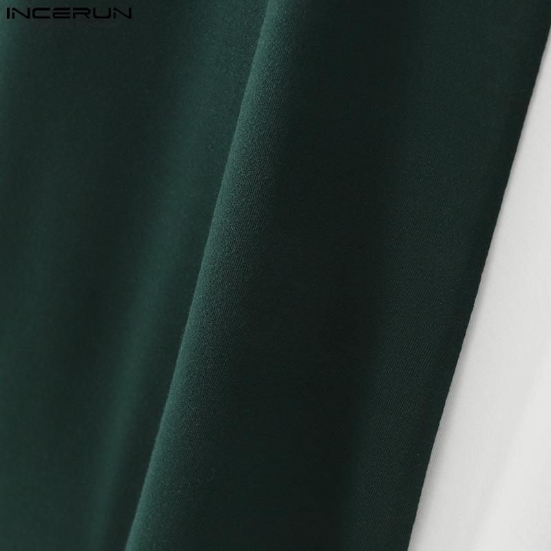 INCERUN Pánská nadměrná trička s krátkým rukávem v kontrastních barvách s prošíváním, ležérní patchworková trička