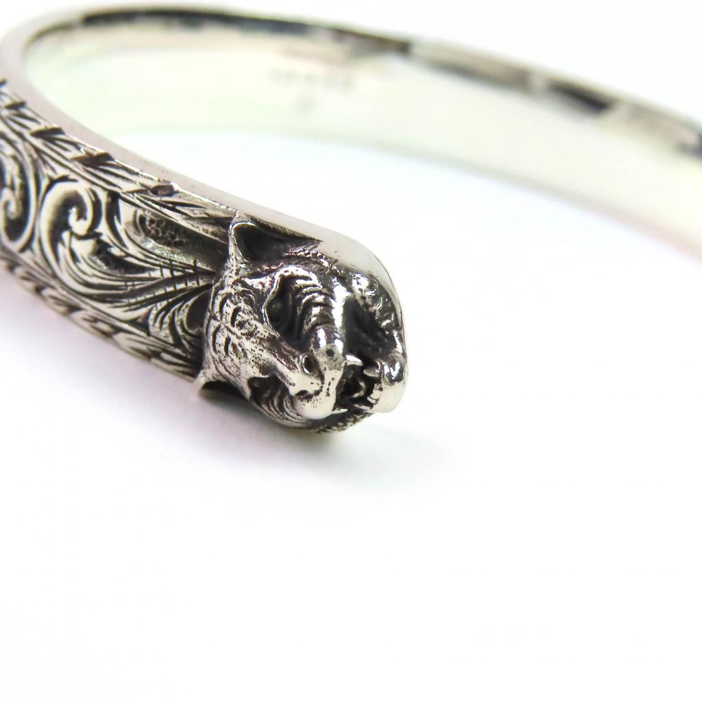 Gucci Bangle Arabesque Motif Cat Head Tiger Bracelet Silver AG925 Women 17 Used