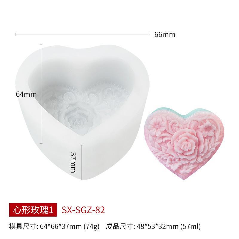 Heart Rose Soap Mold Scented Candle Diffuser Stone Silicone Mold Set