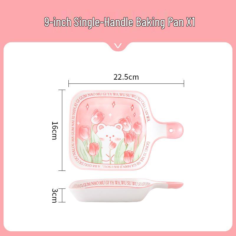 Cute Cartoon Ceramic Dinnerware Set: Bowls, Plates, and Chopsticks for Single Person