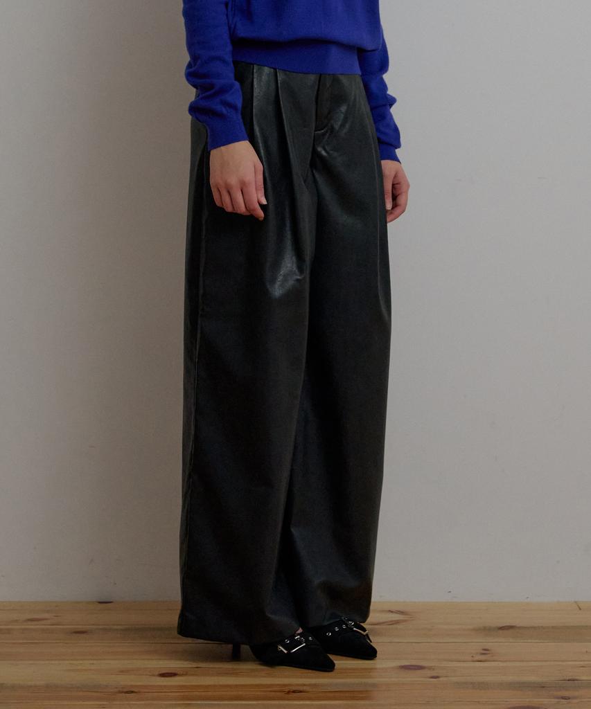 ODER Leather Wide Pants - Black