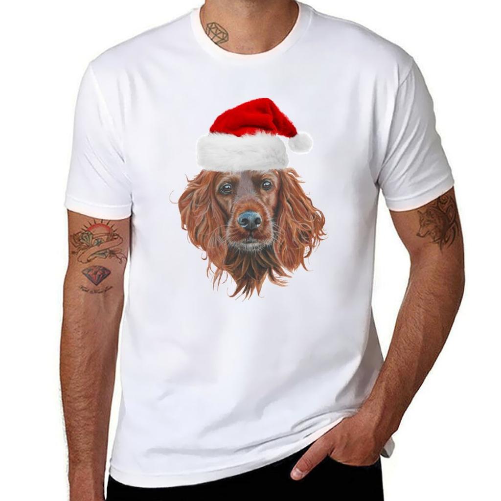 Christmas Irish Setter Tshirt Unisex T Shirts Graphic T Shirt Custom Print Tshirt