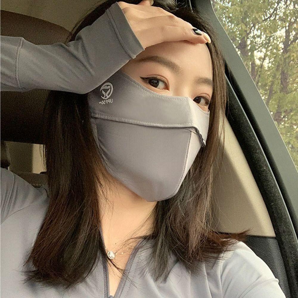 Face Mask Solid Color Eye Protection Face Cover Sunscreen Face Scarf Ice Silk Mask Face Gini Mask