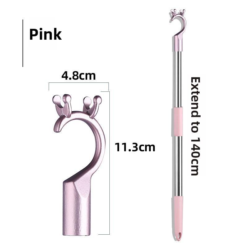 Portable Stainl Steel Retractable Clothes Drng Fork Rod Wardrobe Lage Stand Drip Stand Cact Storage Organizer