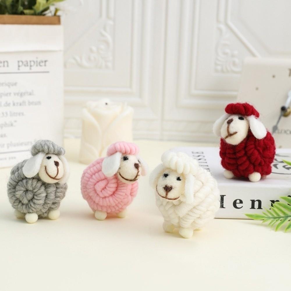 Wool Felt Lamb Ornament Nordic Style Cartoon Sheep Doll Gifts Mini Sheep Statue Desktop Decor