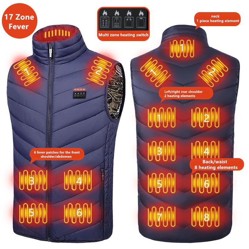 New Men'S Casual Stand Up Collar Outdoor Warm Electric Vest Winter Usb Port Intelligent Heating Sleeveless Coat(No Power Bank)