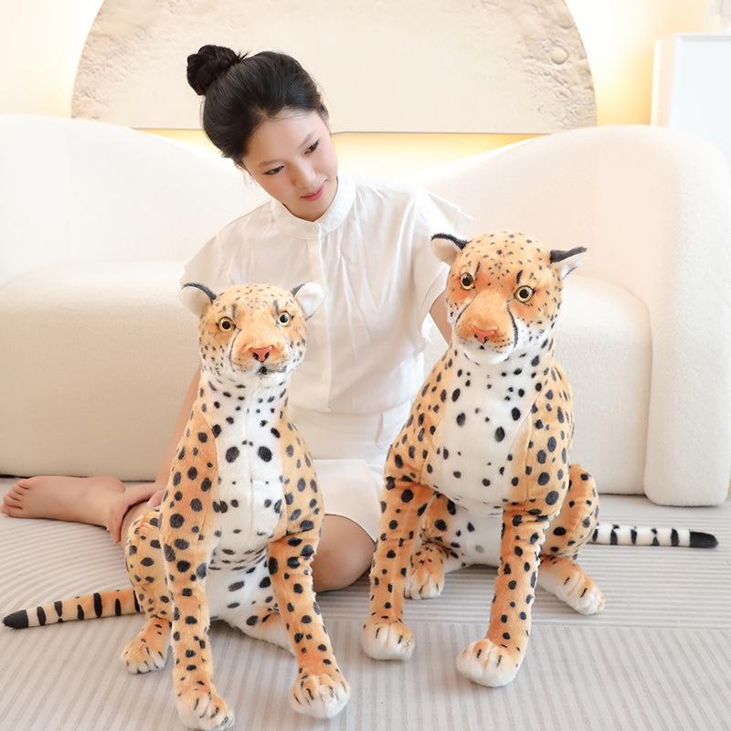 Realistic Leopard Plush Toy Soft Stuffed Cheetah Doll For Kids And Collectors