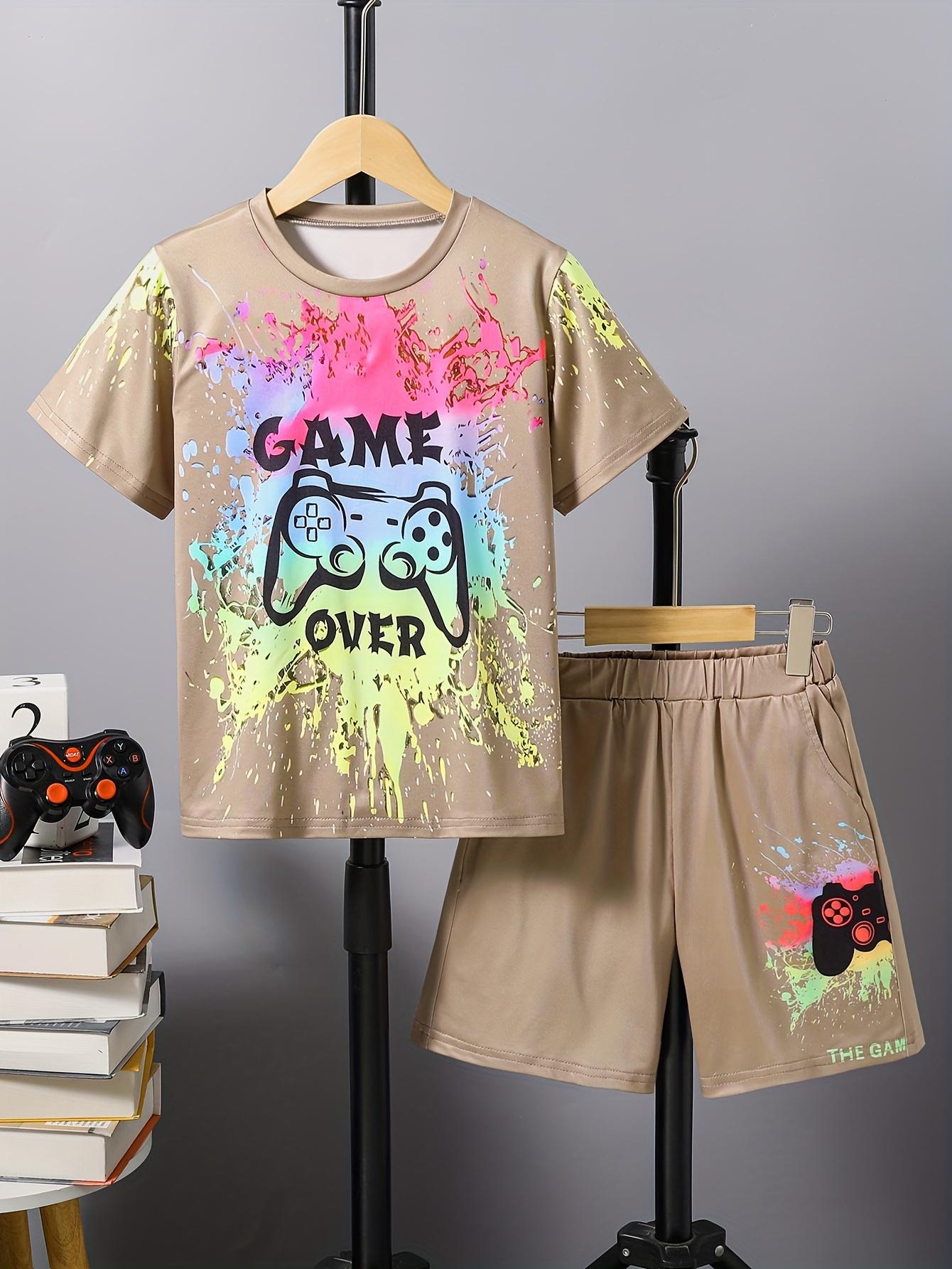 

Детская одежда Костюм для мальчика с коротким рукавом Мальчик Детские шорты 3D Game Handle Модная детская летняя одежда Детские комплекты 160