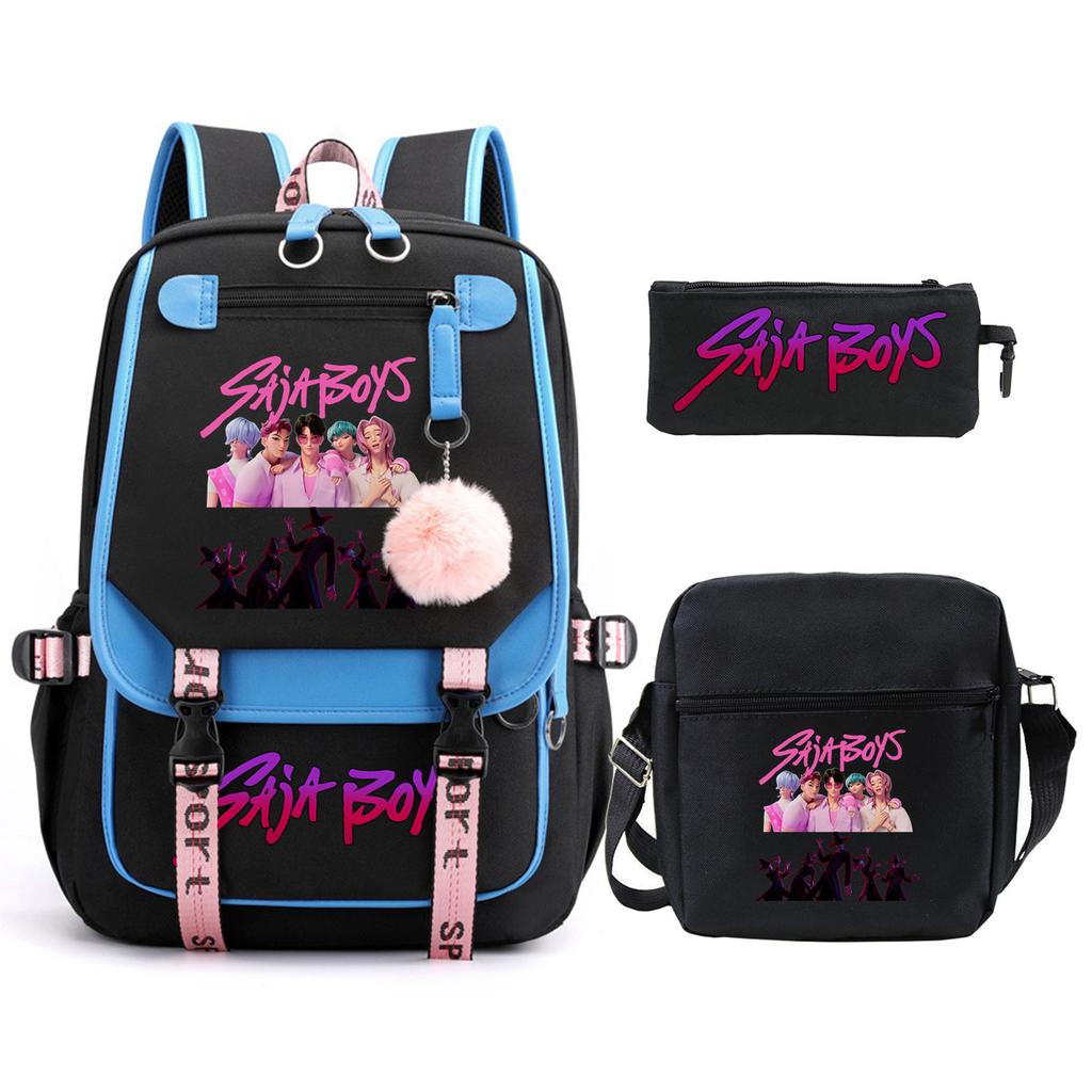 K-Pop Anime Cartoon Portable Shoulder Backpack Student Leisure School Bag Three-Piece Set