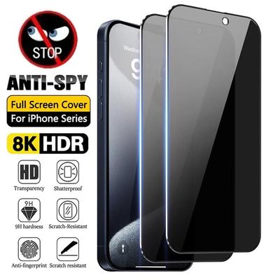 2 protectores de pantalla de vidrio templado de privacidad para iPhone 16, 15, 14, 13, 12 y 11 Pro Max, antiespía, para iPhone XS Max, XR y 16 Plus.