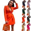 2024 Women's Slim Fit Double-Breasted Blazer - Solid Color, Long Sleeve Lapel Jacket