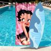 Betty Boop Print Beach Towel Design, Soft, Lightweight. for Home Bathroom, Spa, Pool, Yoga, Surfing, Camping, Gift for Family, Friend