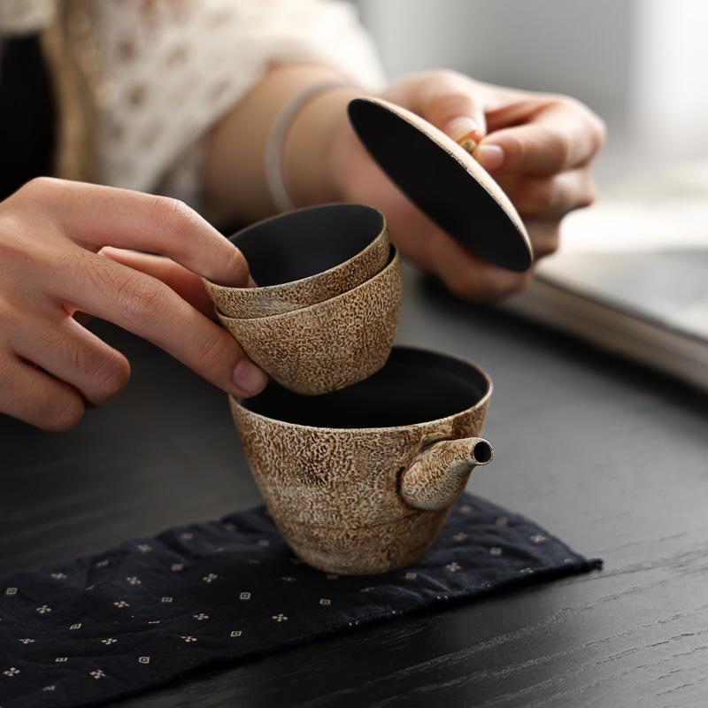 Convenient High-End Ceramic Quick Tea Set with One Pot and Two Cups, Lid Bowl, Convenient Outdoor Travel Kung Fu Tea Set