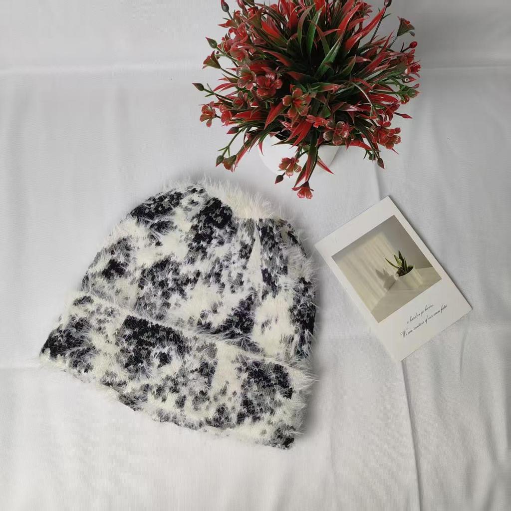 ins striped wool hat women's autumn and winter fashion versatile warm knitted hat big head circumference pullover cold hat men
