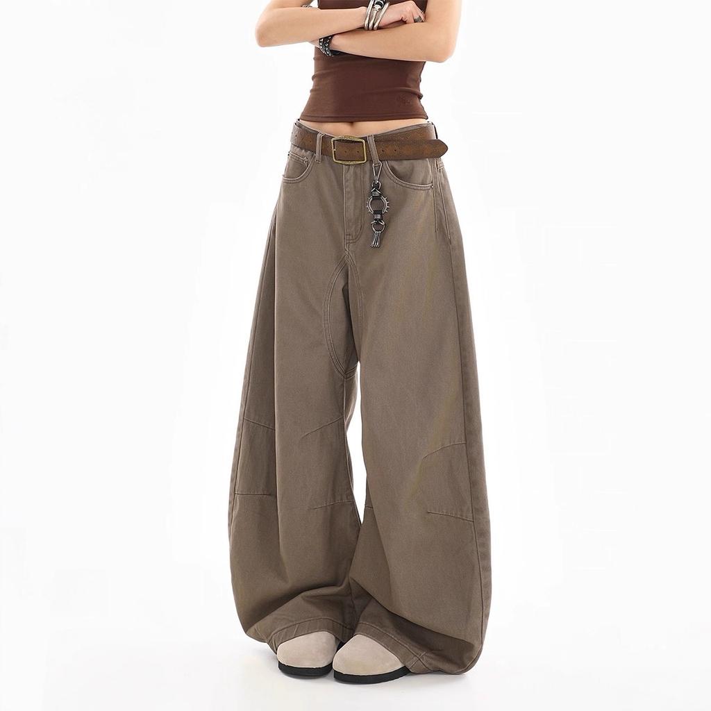 Women's High Rise Loose Fit Wide Leg Jeans Casual Oversized Denim Pants With Wash