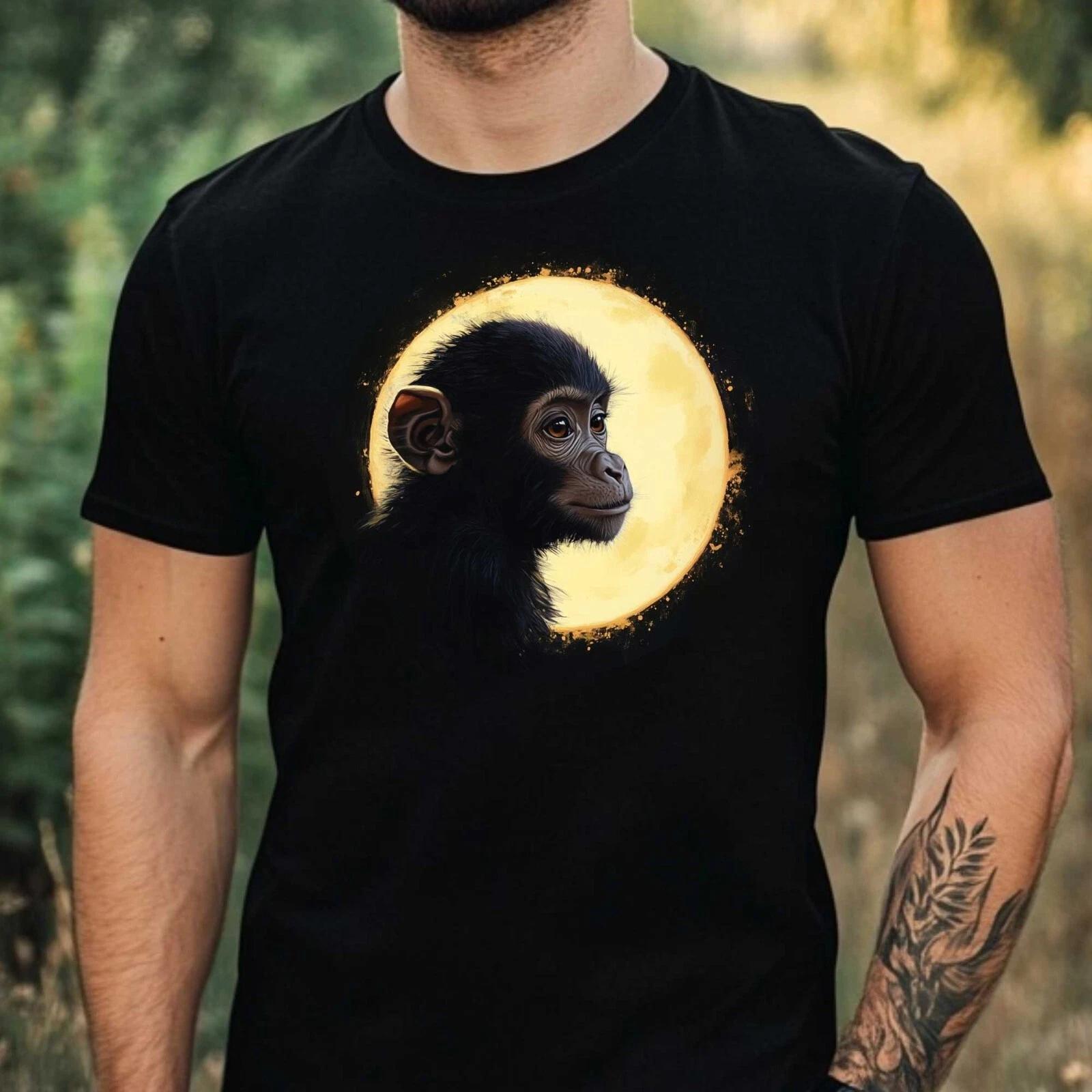 T-Shirt Herren Affe im Mondlicht Motiv Baumwolle Größe XS bis 5XL M