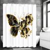 Black and Gold Creative Butterfly Shower Curtain, Bathroom Decorative Shower Curtain, Waterproof Shower Curtain with Hooks