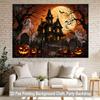 1 piece of 2D flat background fabric, a banner featuring a gathering of pumpkin ghosts on Halloween night, suitable for parties