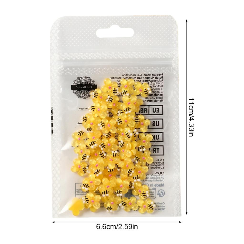 3D Resin Flower Bees Nail Art Decorations for Spring Summer Creative Designs