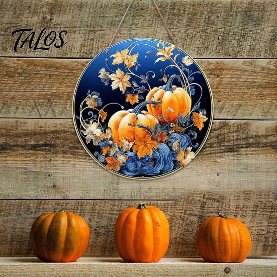 Harvest Festival Party Supplies Welcome Sign for Front Door, Rustic Wooden Hanging Pumpkin Art Entryway with Hemp Rope, Autumn Plaque Fall Porch