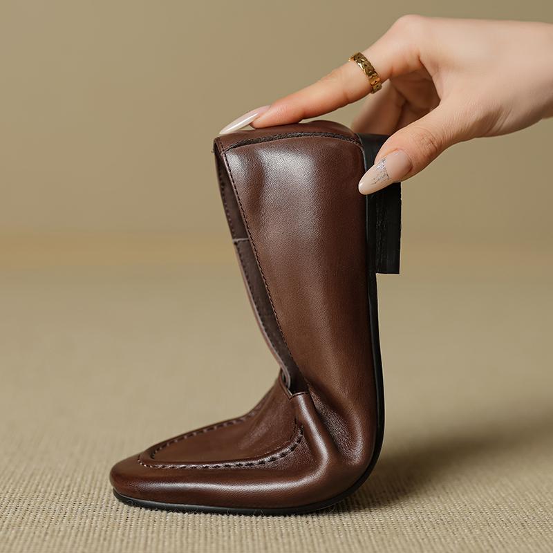 Fashion 2025 New Arrival Women Flats Heels Shoes Genuine Leather Soft Comfort Casual Shoes Woman Basic Spring Summer Flats Shoes