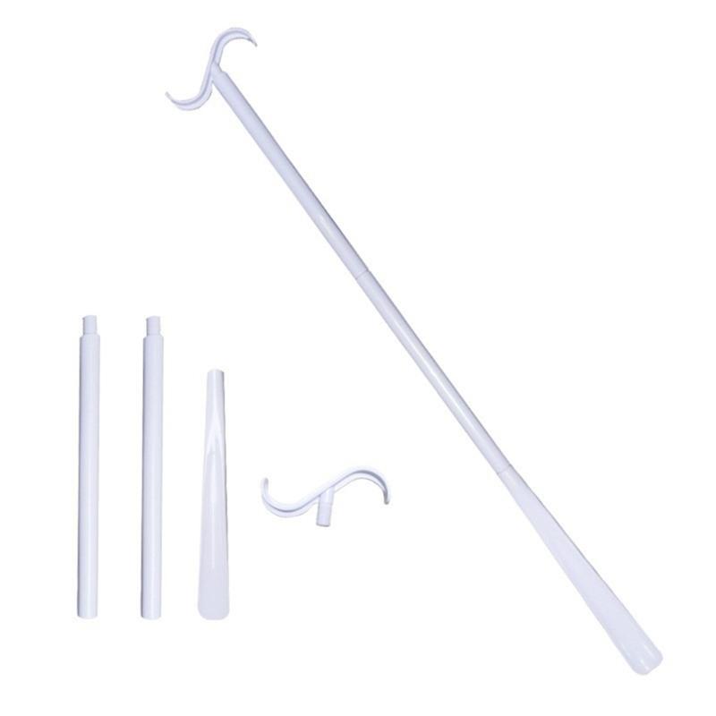 35" Long Handle Shoe Horn for Seniors Unisex Plastic Dressing Aid Stick with Sock Removal Tool Adjustable Extended Stick