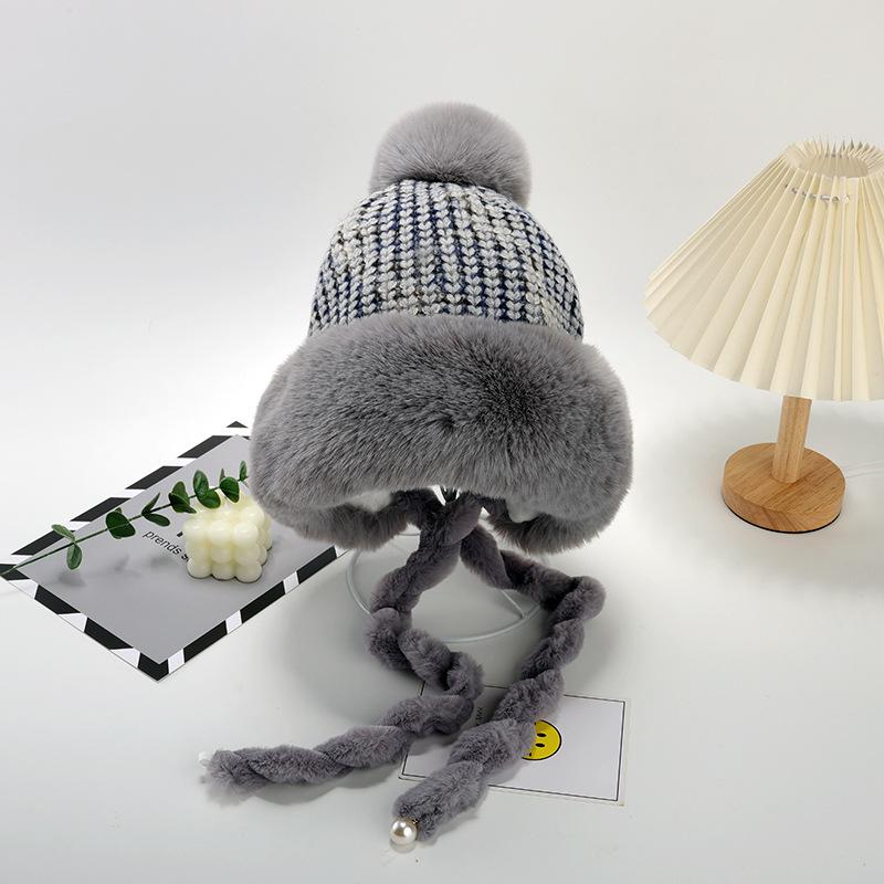 Winter Hat Female Cute Antlers Hairball Ear Protectors Plush Hat Christmas Thickened Northeast Lei Feng Hat Cycling Hat