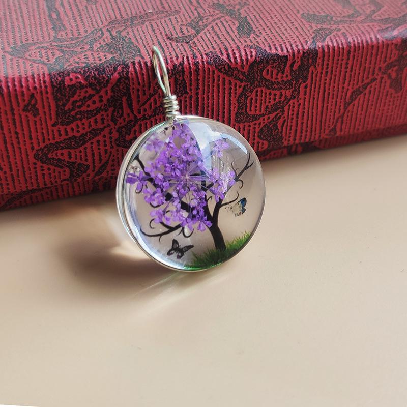 

Вечное сухоцветное ожерелье «Дерево жизни» — подвеска-унисекс на ключицу в подарок фиолетовый