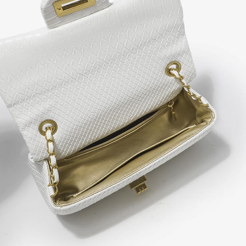 New Trendy Small Snake Pattern Crossbody Bag for Women High-end PU Leather Flap Shoulder Bags Classic Female Chain Handbags
