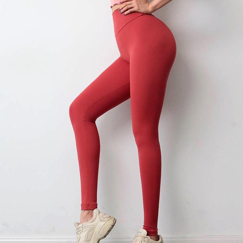 Kvinner Sport Fitness Leggings Høy midje Elastisk Sexy Solid Yoga Bukser Trening Løpe Gym Hurtigtørrende Pustende Leggings Dame
