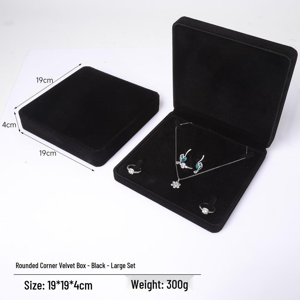 Rounded Corner Plush Jewelry Storage Box for Bracelets, Rings, and Necklaces