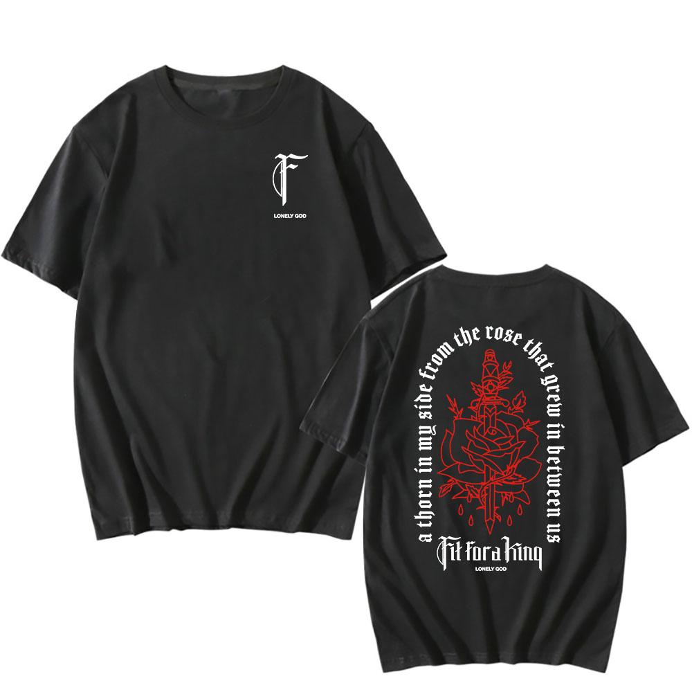 Thorn Rose T-Shirt Fit for A King Heavy Mental Band Tshirts Unisex Streetwear Summer O-neck Short Sleeve Tees Graphic Merch