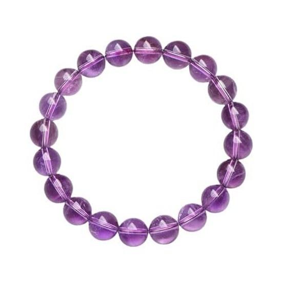 Natural Amethyst Bracelet Gem Round Bead Stretch Healing Reiki Purple Crystal Stone Business Money Luck Energy 1112mm