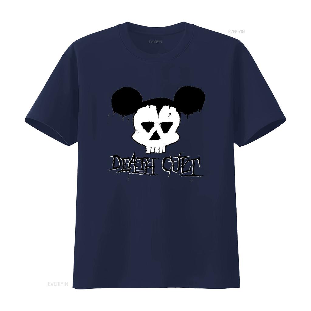 Death Cult Gothic T Shirt Postpunk Darkwave Style with Skull Design Unique Streetwear for Men and Women vintage Washed