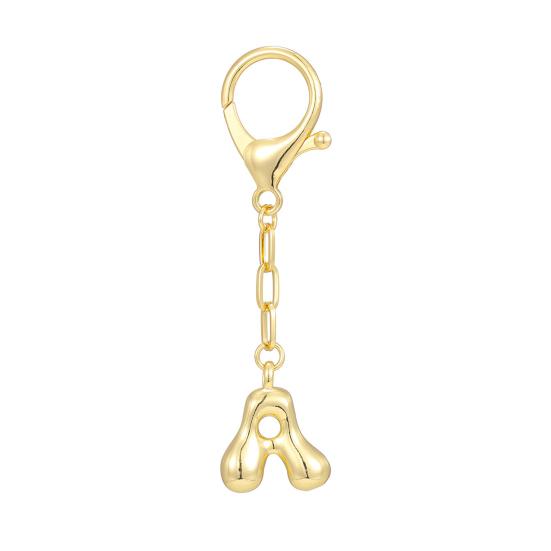 Letter Keychain Mini 3D Alphabet Charm Matte Glossy Golden Plating Key Chain with Lobster Clasp Bags Keys Bracelets Accessories