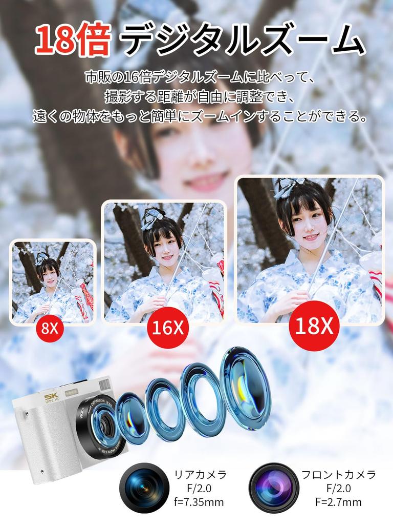 Moledro 5K Digital Camera with 64MP Dual 64GB Micro SD 18x Digital Image Webcam for Large Two Portable and Lightweight Wi-Fi Transfer, Lens, Card,