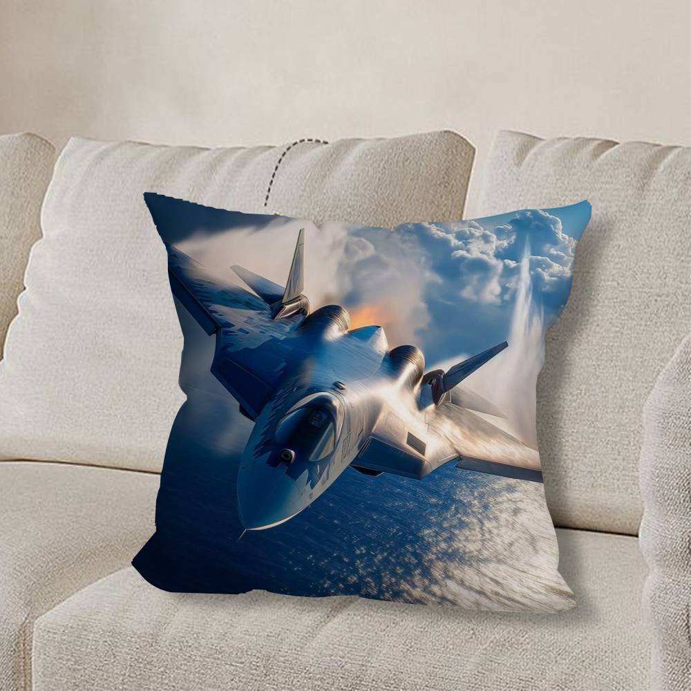 F-F35 F-Fighter Jets F22 Pillow Case Anti-dustmite Pillowcase Invisible Zipper Silky Short Plush Sofa Cushion Cover