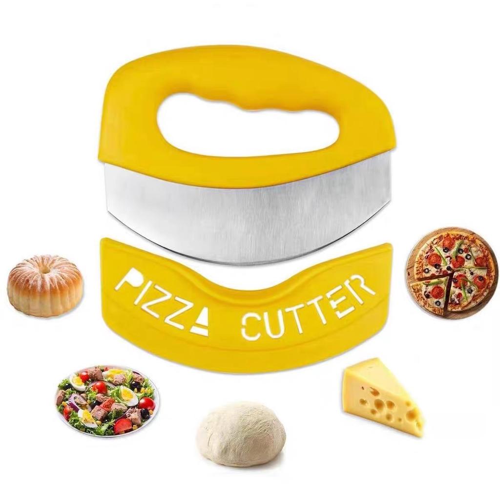 Pizza Cutter Stainless Steel European and American Style Creative Dough Cutter Semi-Circle Scraper Baking Tool Pizza Cheese 2Pcs 1